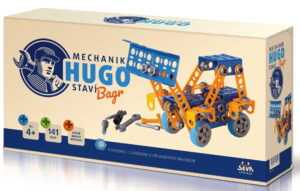 Stavebnice HUGO Bagr s nářadím 141ks plast v krabici 31x16x7cm