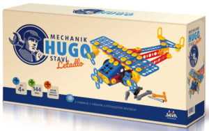 Stavebnice HUGO Letadlo s nářadím 144ks plast v krabici 31x16x7cm