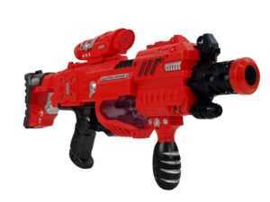 mamido Dětská pistole na pěnové náboje s leserem a zvukovými efekty červená