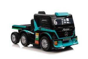 mamido Dětský elektrický kamion Mercedes Axor LCD MP4 s návěsem tyrkysový