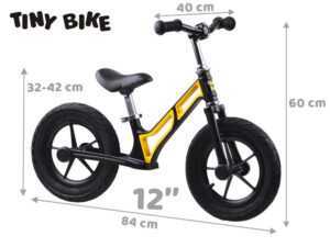 mamido Dětské odrážedlo Tiny Bike nafukovací kola 12" žluté