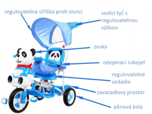 mamido Dětská tříkolka Panda se zvukovými efekty modrá
