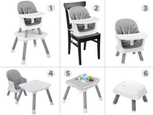mamido Dětská jídelní židlička 6v1 šedá